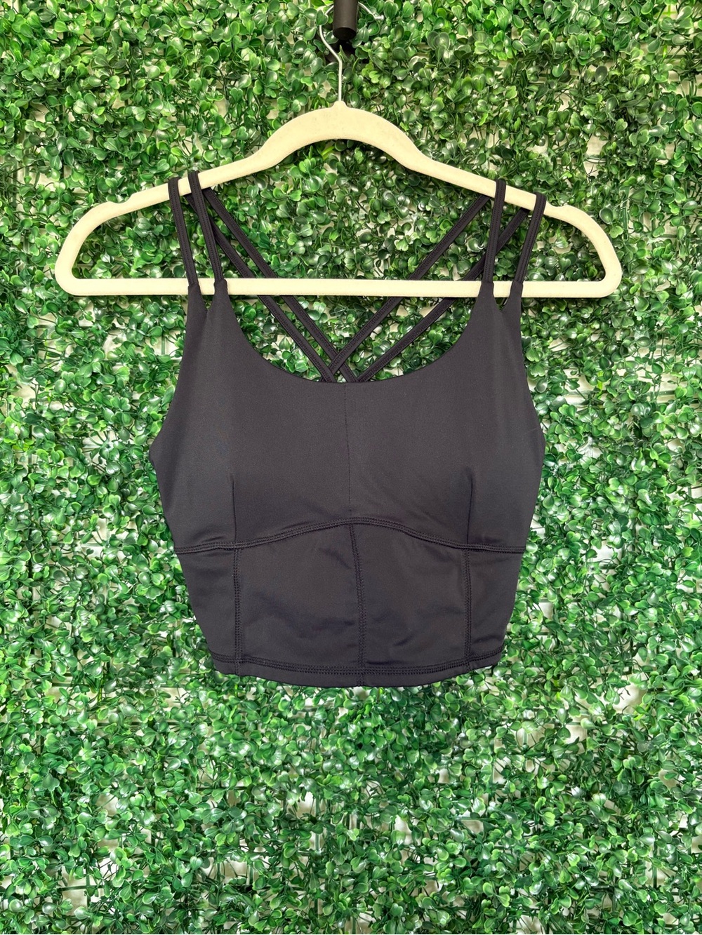 Forever 21 Black Strappy Longline Sports Bra crop top